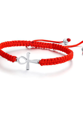 泰爱你简约十字架编织手绳