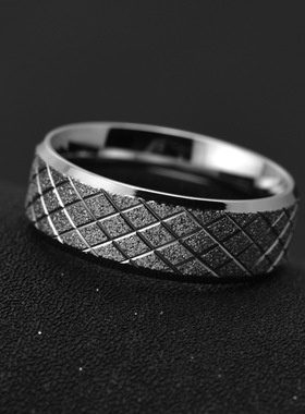 泰爱你双斜边面批花磨砂戒指