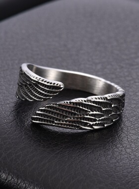 泰爱你复古翅膀天使之翼戒指