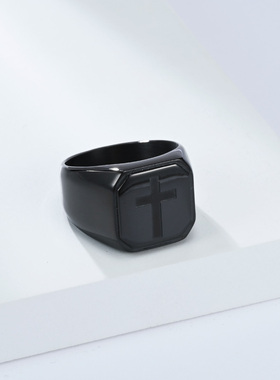 泰爱你欧美简约钛钢十字架戒指