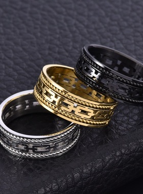 双股钢丝绳古巴链戒指