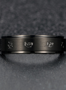 泰爱你佛系黑财神咒转动戒指