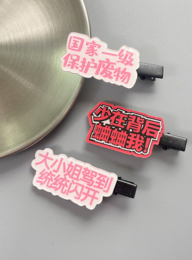 小众搞怪文字刘海一字发夹