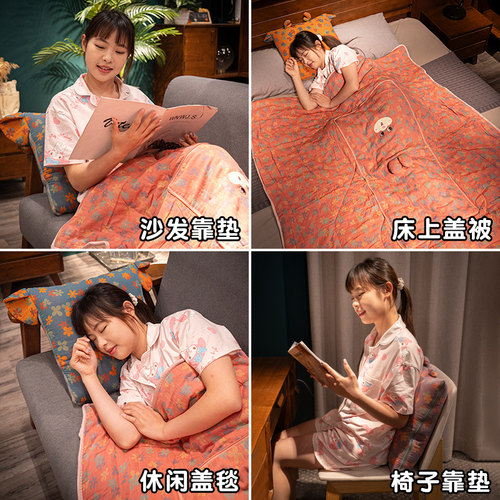 抱枕被子两用毯子二合一加厚办公室折叠午睡枕头沙发汽车靠枕车载 - 图0