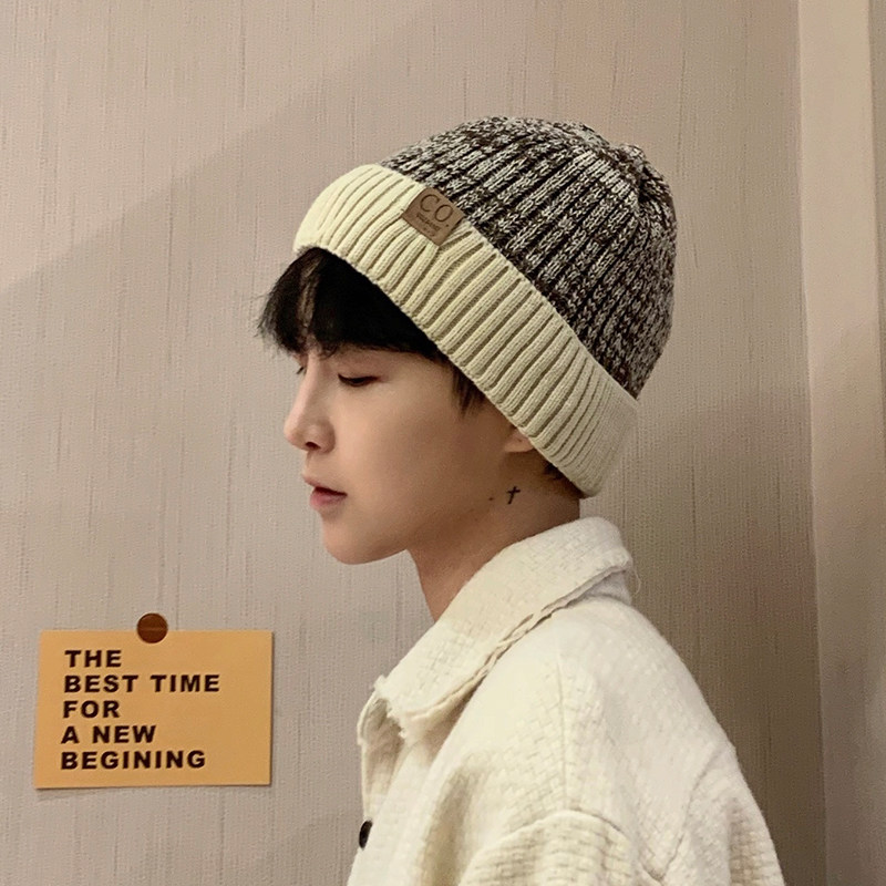 男士冬天加绒保暖防风潮男生线帽 柔立帽子