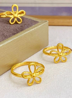 越南沙金活口戒指女款气质玫瑰花