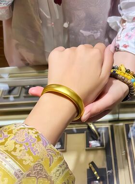 金店同款轮胎手镯宽面镯子复古送女友送妈妈情人节生日礼物