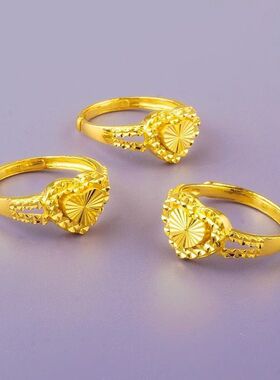 【新款】官方经典沙金心形戒指女款活口指环时尚节日送爱人礼物