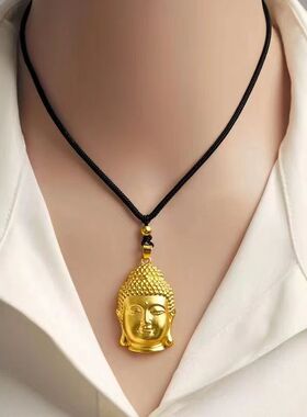 新款越南沙金电镀18K金佛头项链