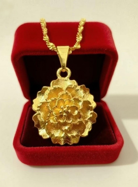 牡丹花花朵光面吊坠日韩项链女士
