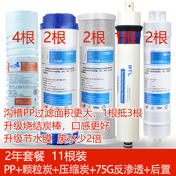 适用美的净水器滤芯MRU1583A-50G 1683B RO204-5 PP棉纯水机全套-图0