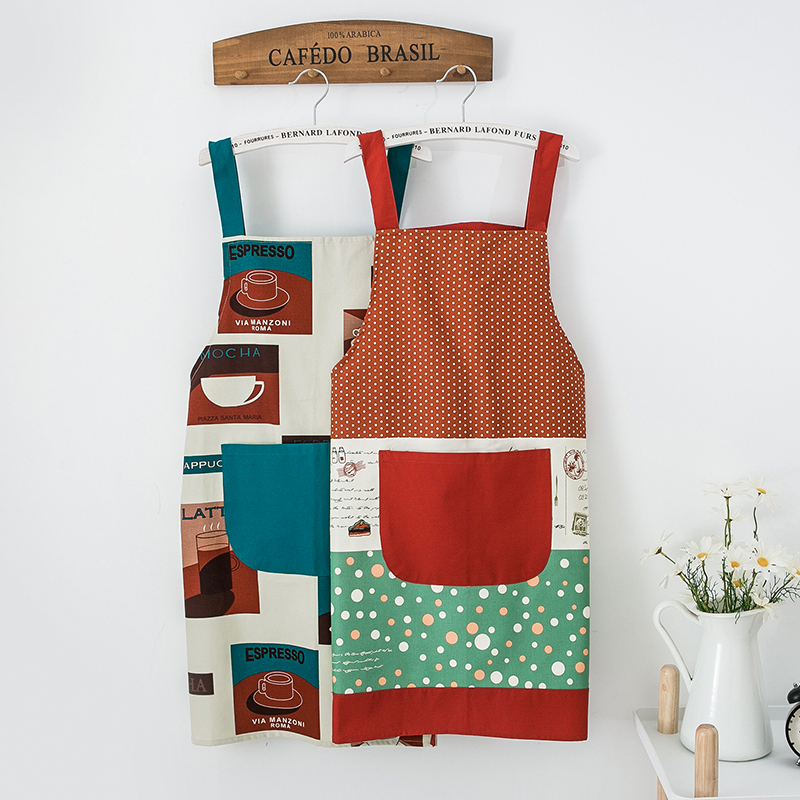 围裙家用厨房做饭纯棉围裙罩衣画画新款防污防油厨师男女工作服衣 - 图2