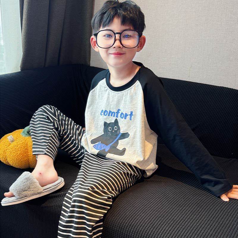 青少年新款儿童睡衣春秋套头男童长袖家居服套装网红中大童空调服,淘宝优惠券,粉丝福利购,淘宝优惠卷