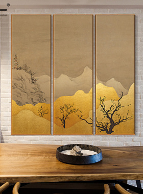原创金色会客室样板间展厅装饰画