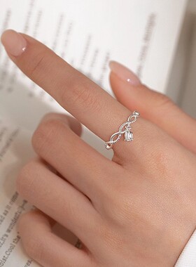 925银铃兰花戒指2025年小众设计食指戒素圈女轻奢高级开口戒