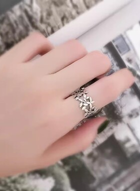 镂空复古宽面戒指开口可调