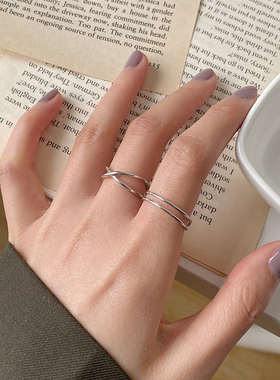 925纯银开口可调节食指交叉指环