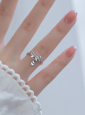 925纯银蝴蝶戒指女夏小众