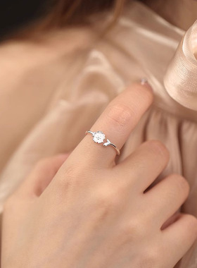 花朵发芽戒指女指环尾戒个性小众设计气质时尚简约开口食指戒