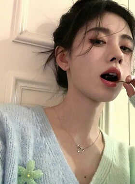 微镶锆石蝴蝶结项链轻奢