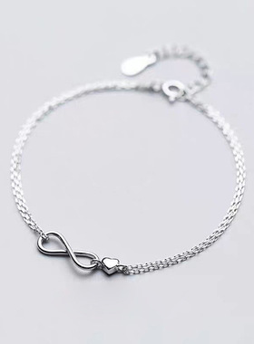 光面8字形手链女韩版小清新甜美简约气质小众设计无穷大手饰