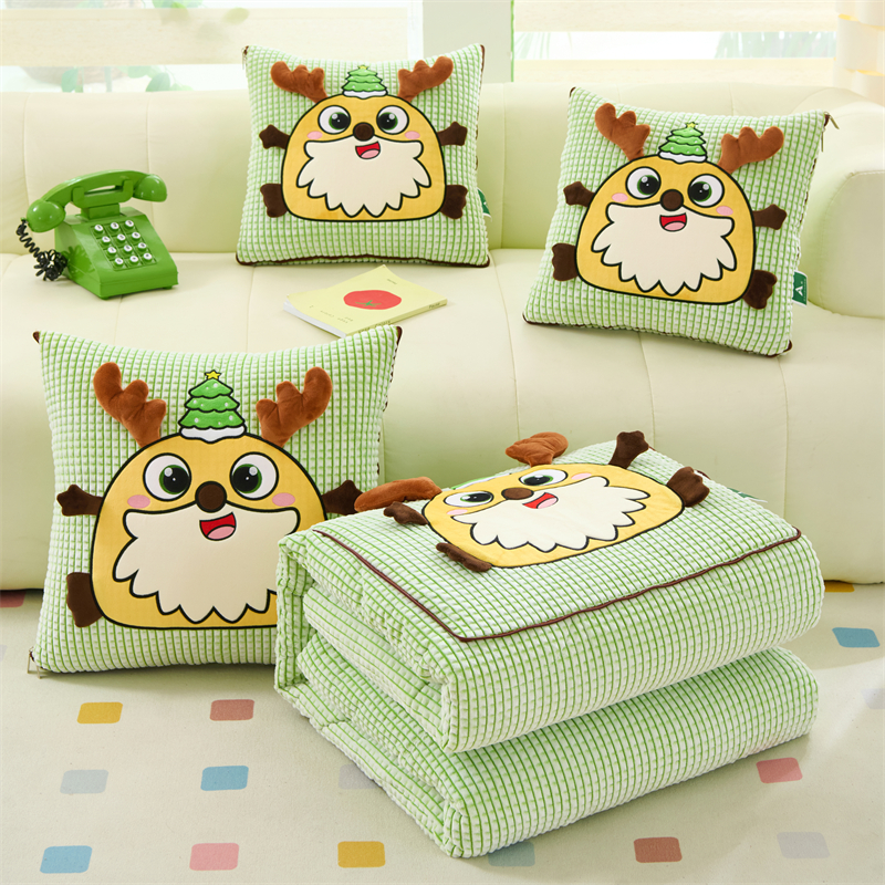 加厚牛奶绒抱枕被子两用多功能车载靠垫枕头卡通办公室午睡空调被 - 图1