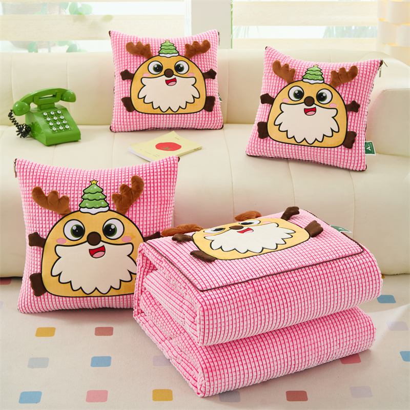 加厚牛奶绒抱枕被子两用多功能车载靠垫枕头卡通办公室午睡空调被 - 图2