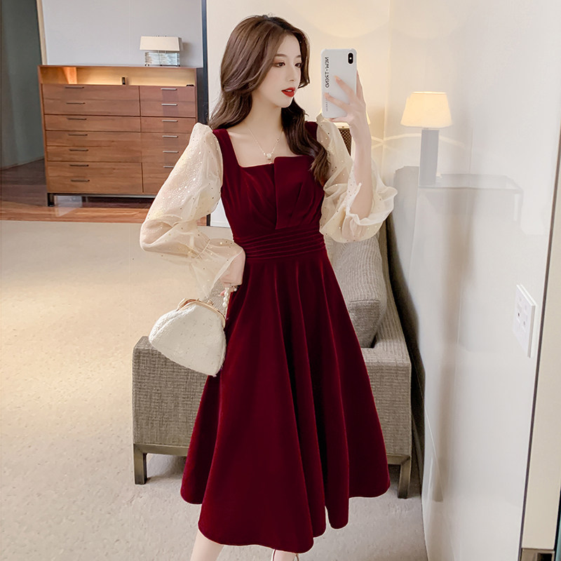 丝绒秋冬2021新款赫本风过年连衣裙 lk2003连衣裙