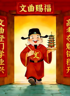 文昌帝君登门赐福门后自粘贴纸