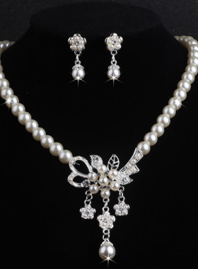 合金防珍珠简约项链耳环