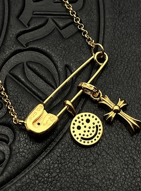 s925纯银镀22K金色双十字架项链