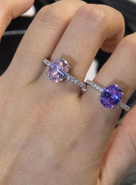 轻奢设计小众高级感椭圆形高碳钻鸟巢切开口可调节戒指女新年礼物