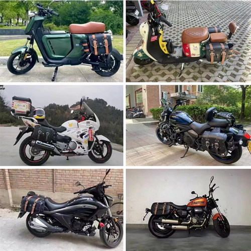 摩托车通用复古改装防盗边包电动车挂包侧边挎包骑士包马鞍包防水 - 图0