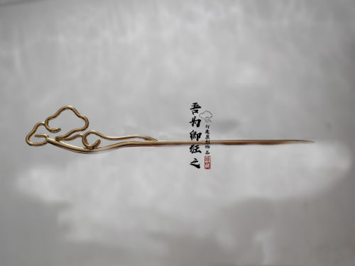 吾为卿狂之定制款原创设计汉服头饰古风簪子镀金发簪发饰云纹长簪 - 图1