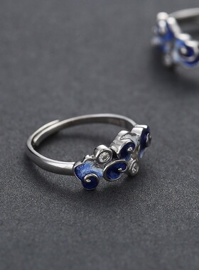 新款童话神话滴胶鲛人泪戒指女单身戒开口指环暗恋单身个性手饰品