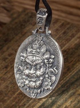 新中式藏式复古三眼智慧佛吊坠扎基拉姆项链挂件招财转运佛牌寓意