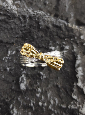 新款女生金色蝴蝶结戒指开口可调节指环潮流轻奢时尚个性百搭高级