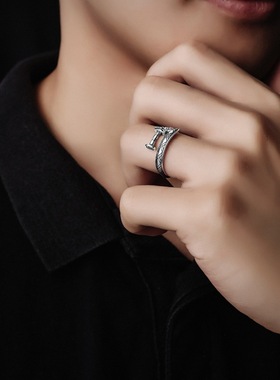 男款开口卧薪尝胆春秋单身戒复古