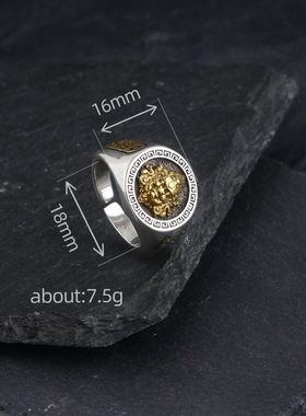 复古黄财神戒指男款个性高级感民族风开口指环时尚新中式霸气手饰