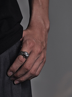 个性潮流男款猫头鹰指环欧美复古