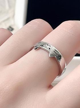 可爱小猫小狗戒指开口时尚百搭简约高级感情侣礼物个性可调节对戒