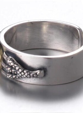 新款复古做旧个性龙爪徽章戒指开口霸气生肖嘻哈街边潮流男生指环