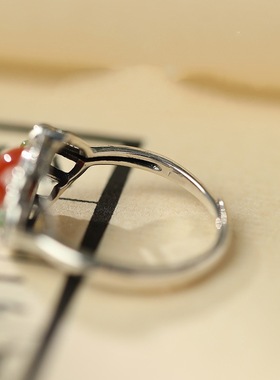 新中式复古国潮双星伴月戒指滴胶珐琅彩开口指环吉祥如意寓意女生