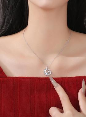 新款风格麋鹿项链星星月亮女款气质锁骨链轻奢时尚新年圣诞节礼物