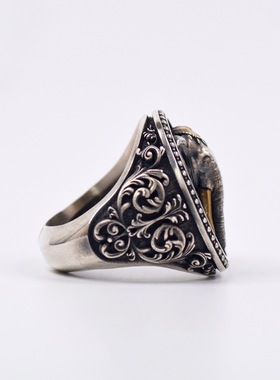 复古新款设计象神戒指大象霸气男款食指开口指环礼物国潮个性泰式