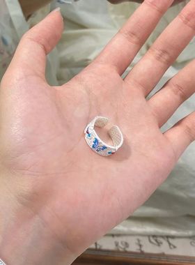 新中式滴胶珐琅彩蝴蝶戒指国潮文艺女生烧蓝梦蝶开口指环百搭手饰