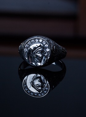 欧美复古文化艺术新款玛丽戒指男女通用开口个性指环百搭高级设计