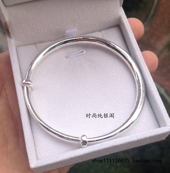 ສາຍແຂນເງິນ Sterling ແຂງ glossy silver bracelet glossy round bar solid silver S999 sterling silver bracelet live buckle women's silver