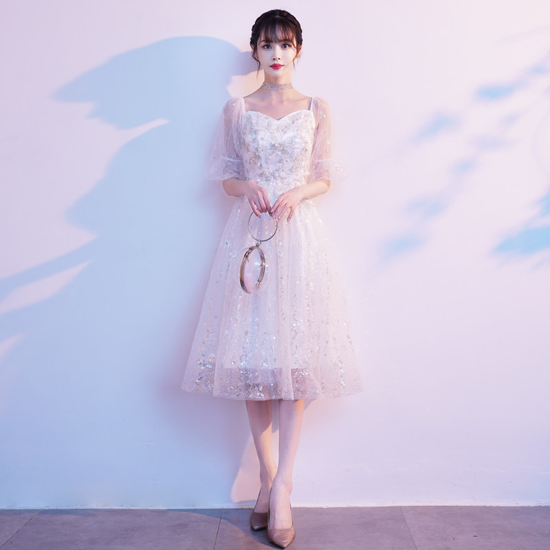 小个子女白裙领证登记轻婚纱连衣裙 金典新娘礼服/晚装