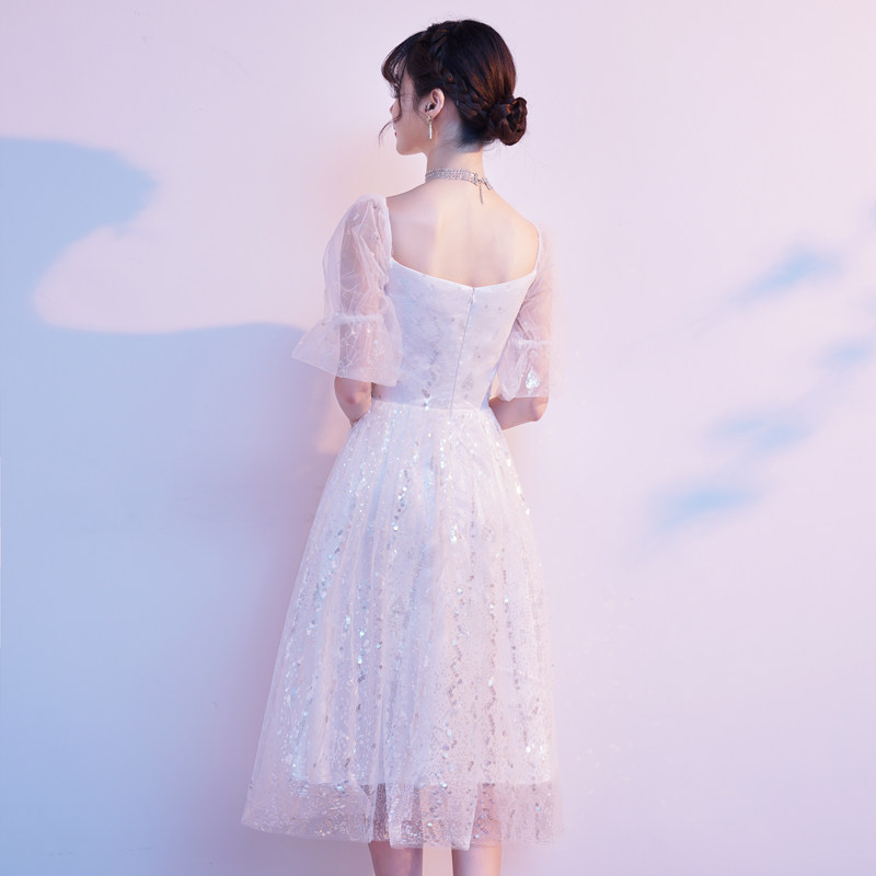 小个子女白裙领证登记轻婚纱连衣裙 金典新娘礼服/晚装